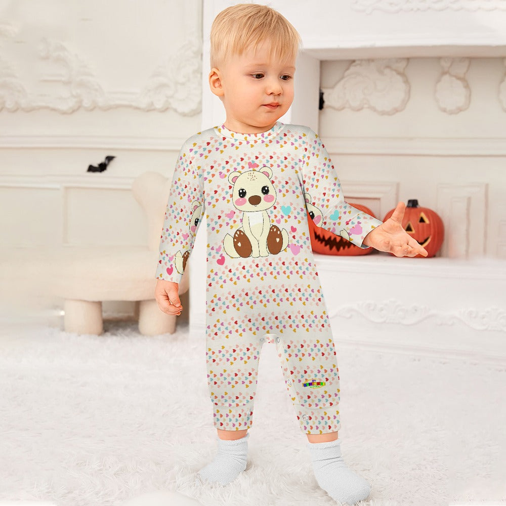 Cute Heart Pattern Teddy Bear Baby Romper-My Bright Side Clothing