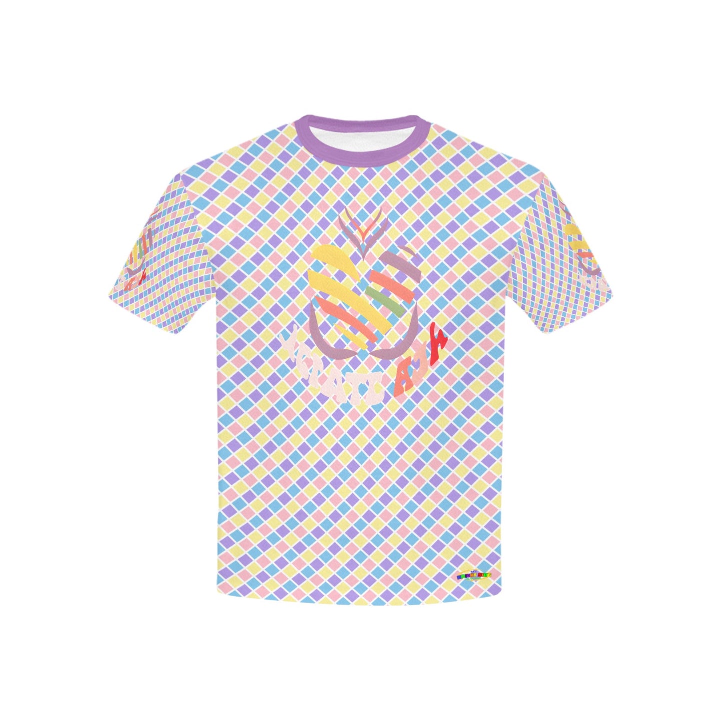 Pastel Rainbow Retro Bright mind bright life subliminal message Pattern and Logo Children's T-shirt-My Bright Side Clothing