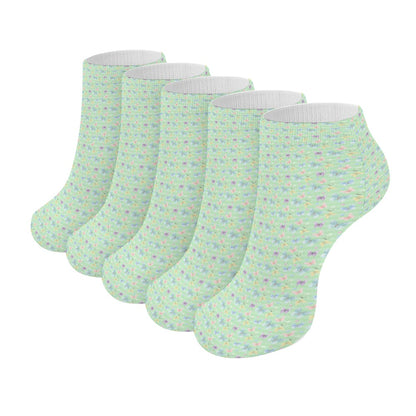 Beautiful Pastel Green Butterfly Pattern Children's Comfortable Socks -5 Pairs -MyBrightSideClothing