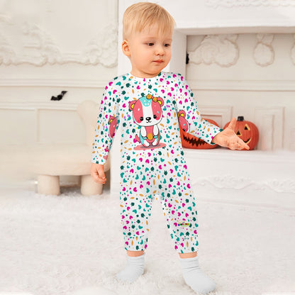 Cute Baby Bear Rainbow Heart Pattern Baby Romper-My Bright Side Clothing