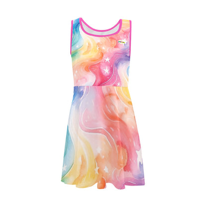 Beautiful Rainbow Pastel Swirls Children's Sleeveless Sundress  -My Bright Side Clothing