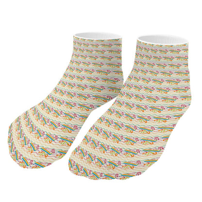 Groovy Pastel Stripes Rainbow Pattern Children's Comfortable Socks -5 Pairs -MyBrightSideClothing