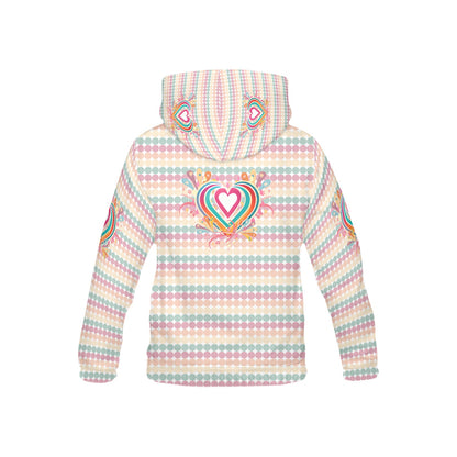 Pastel Rainbow Polkadot Heart Pattern and Logo Children's Hoodie-My Bright Side Clothing