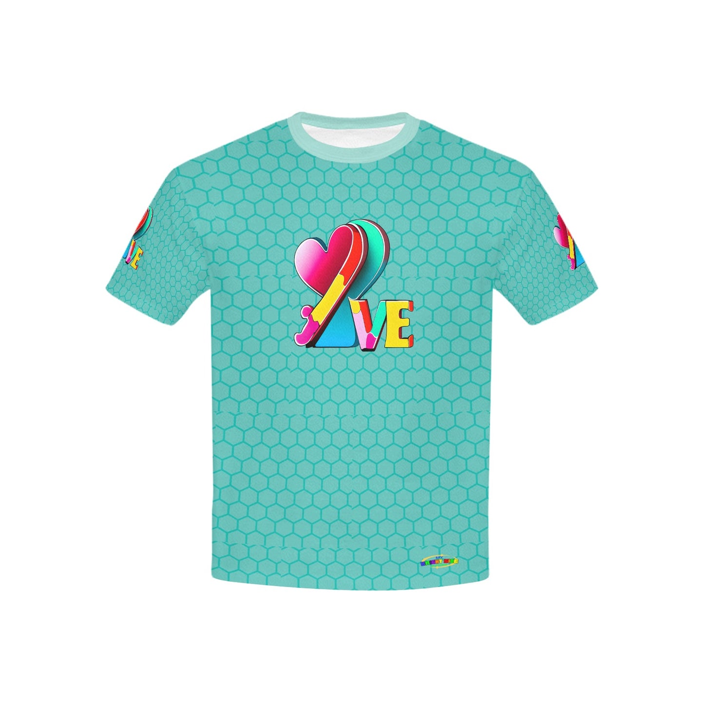 Beautiful Teal Rainbow Love  Abstract Graphic and Pattern Children's T-shirt-My Bright Side Clothing