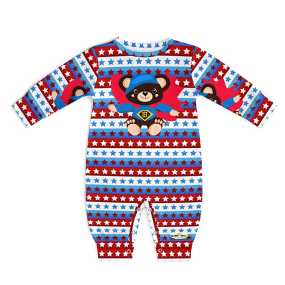 Cute Teddy Bear Superhero Theme Baby Romper-My Bright Side Clothing