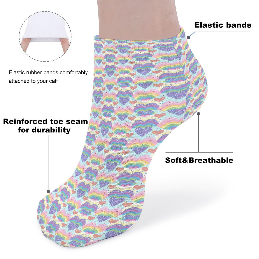 Pastel Rainbow heart Pattern Children's Comfortable Socks -5 Pairs -MyBrightSideClothing