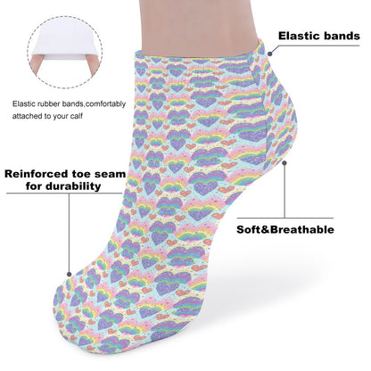 Pastel Rainbow heart Pattern Children's Comfortable Socks -5 Pairs -MyBrightSideClothing