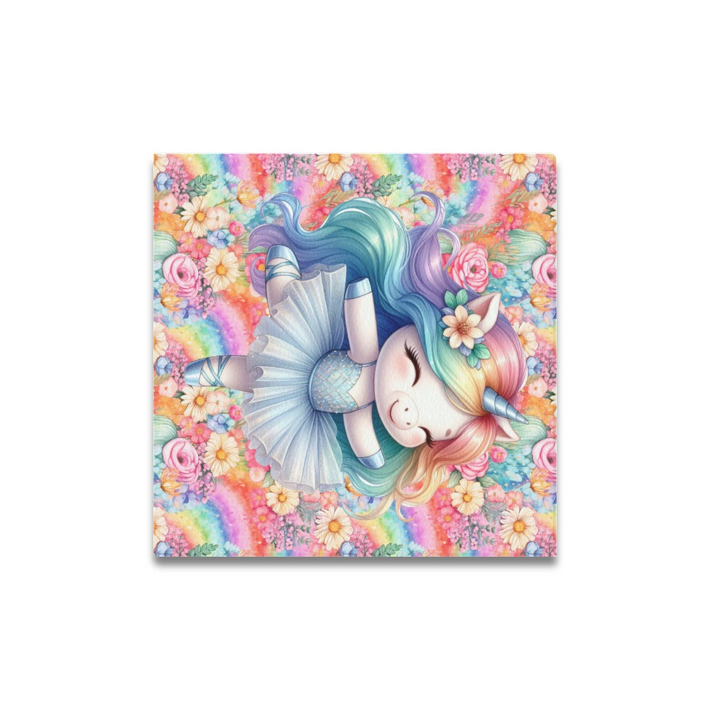 Cute colourful Flower Rainbow Baby Ballerina Unicorn graphic Canvas Print 16"x16"-My Bight Side Clothing