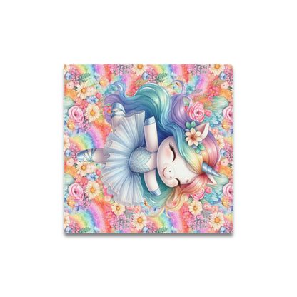 Cute colourful Flower Rainbow Baby Ballerina Unicorn graphic Canvas Print 16"x16"-My Bight Side Clothing