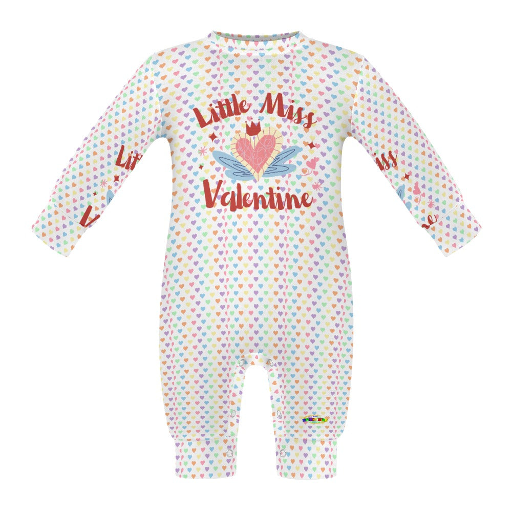 Cute Little Miss Valentine Heart Pattern and Graphic Baby Romper-My Bright Side Clothing