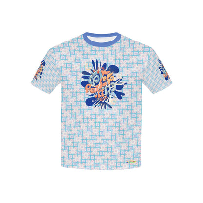 Blue Abstract Pattern and Logo Children's T-shirt-My Bright Side Clothing