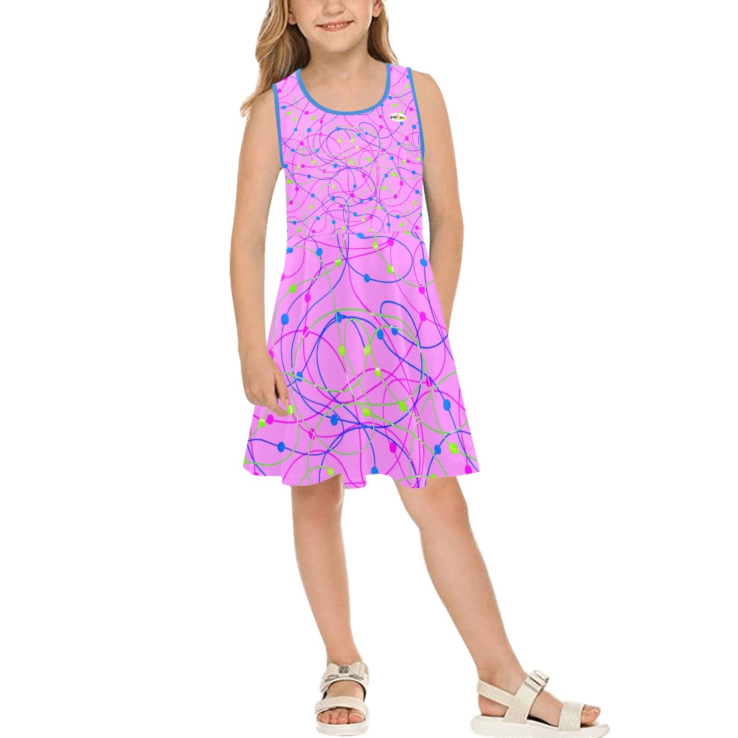 Beautiful Purple Pastel Swirls Children's Sleeveless Sundress-My Bright Side Clothing