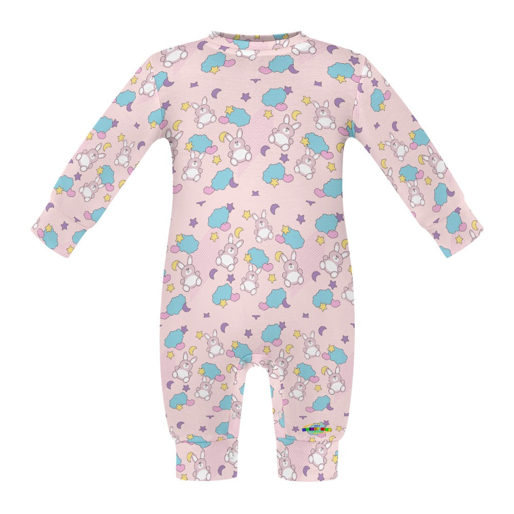 Cute Pastel Pink Bunny Pattern Baby Romper-My Bright Side Clothing