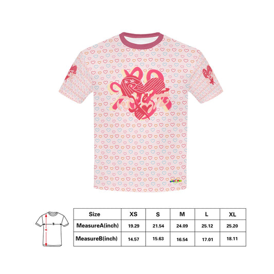 Beautiful Pink Full of Love Heart Pattern and Graphic-Children's T-shirt My Bright Side Clothing