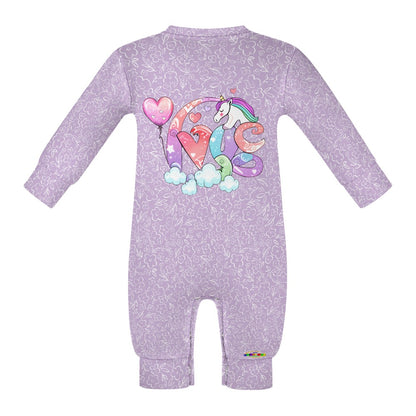 Cute Pastel Purple Unicorn Love Baby Romper-mybrightsideclothing.com