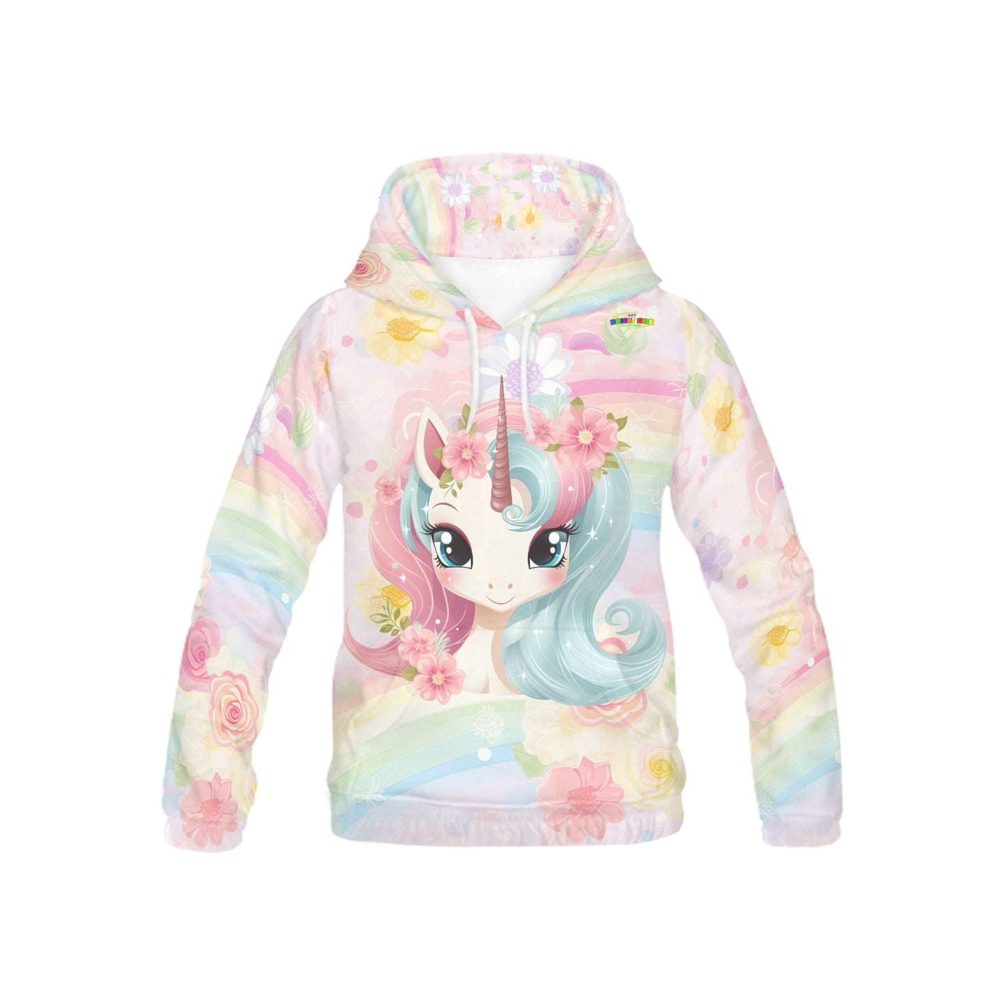 Beautiful Pastel Floral Rainbow Unicorn Children's Hoodie -My Bright Side Clothing