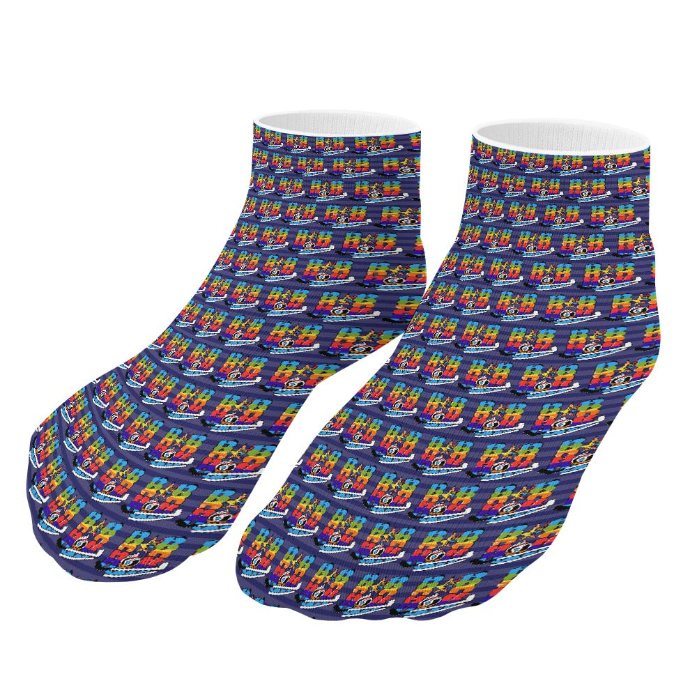 Navy Blue stripes Sports Pattern Children's Comfortable Socks -5 Pairs -MyBrightSideClothing