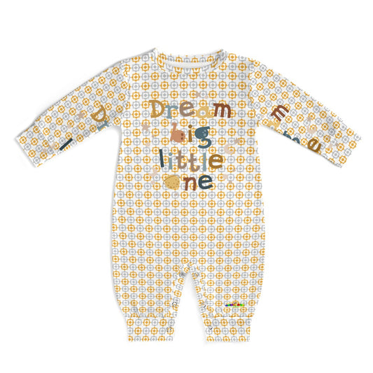 Dream Big Little One Pastel Yellow Pattern and Graphic Baby Romper-My Bright Side Clothing