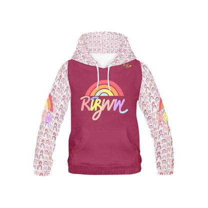 Beautiful Pastel Rainbow Graphic and Heart Pattern Children's Hoodie-My Bright Side Clothing