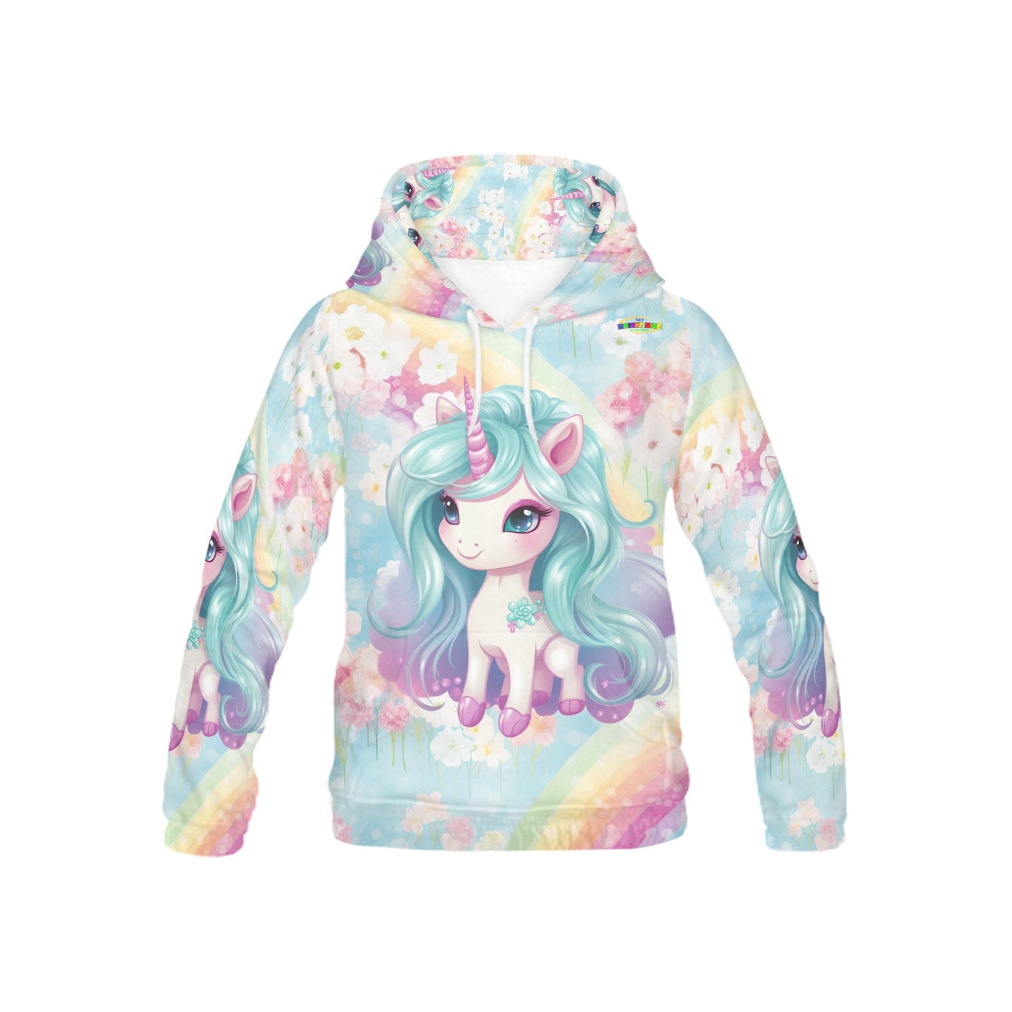 Beautiful Pastel Floral Rainbow Unicorn Children's Hoodie -My Bright Side Clothing