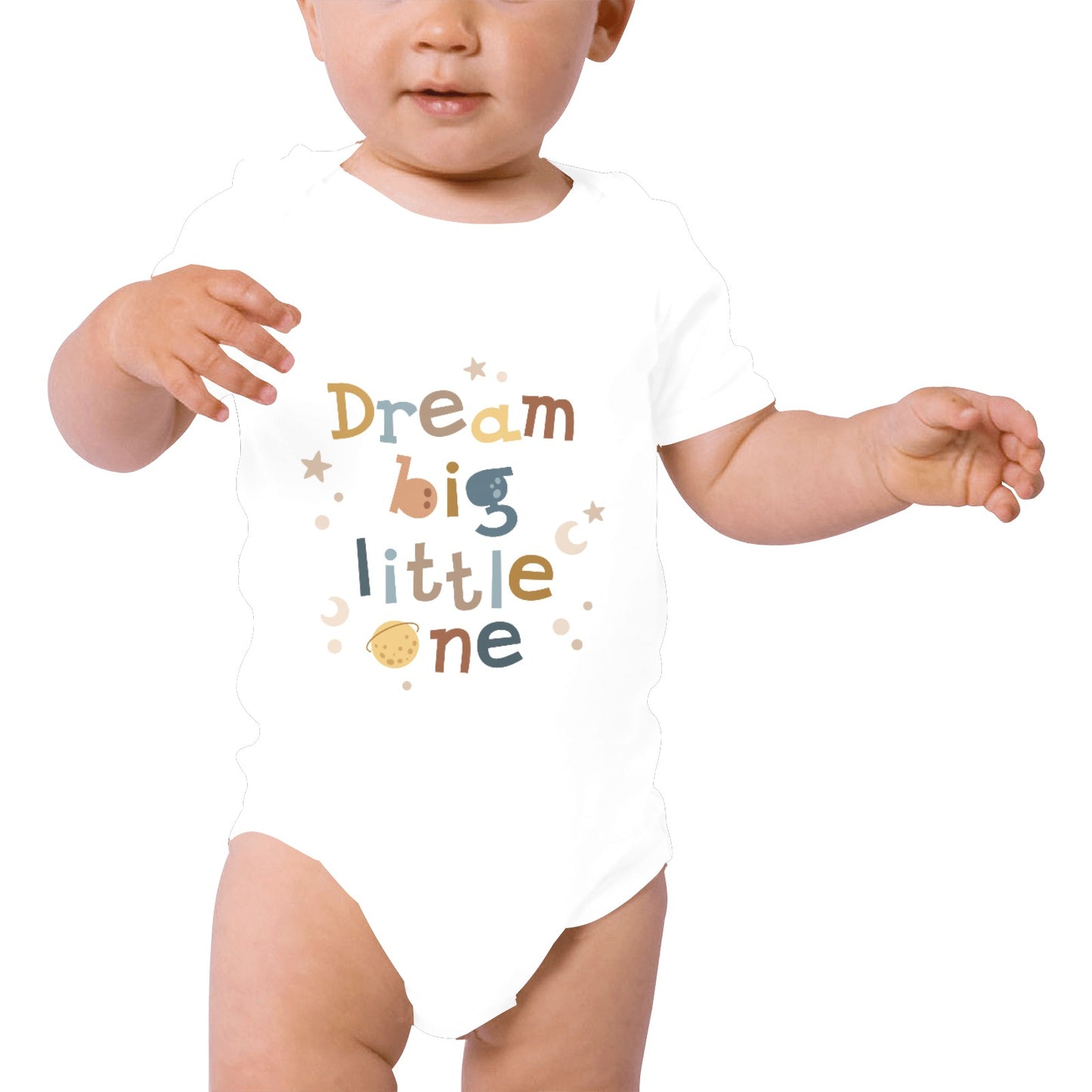 Organic Short Sleeve Baby Bodysuit Dream Big Neutral