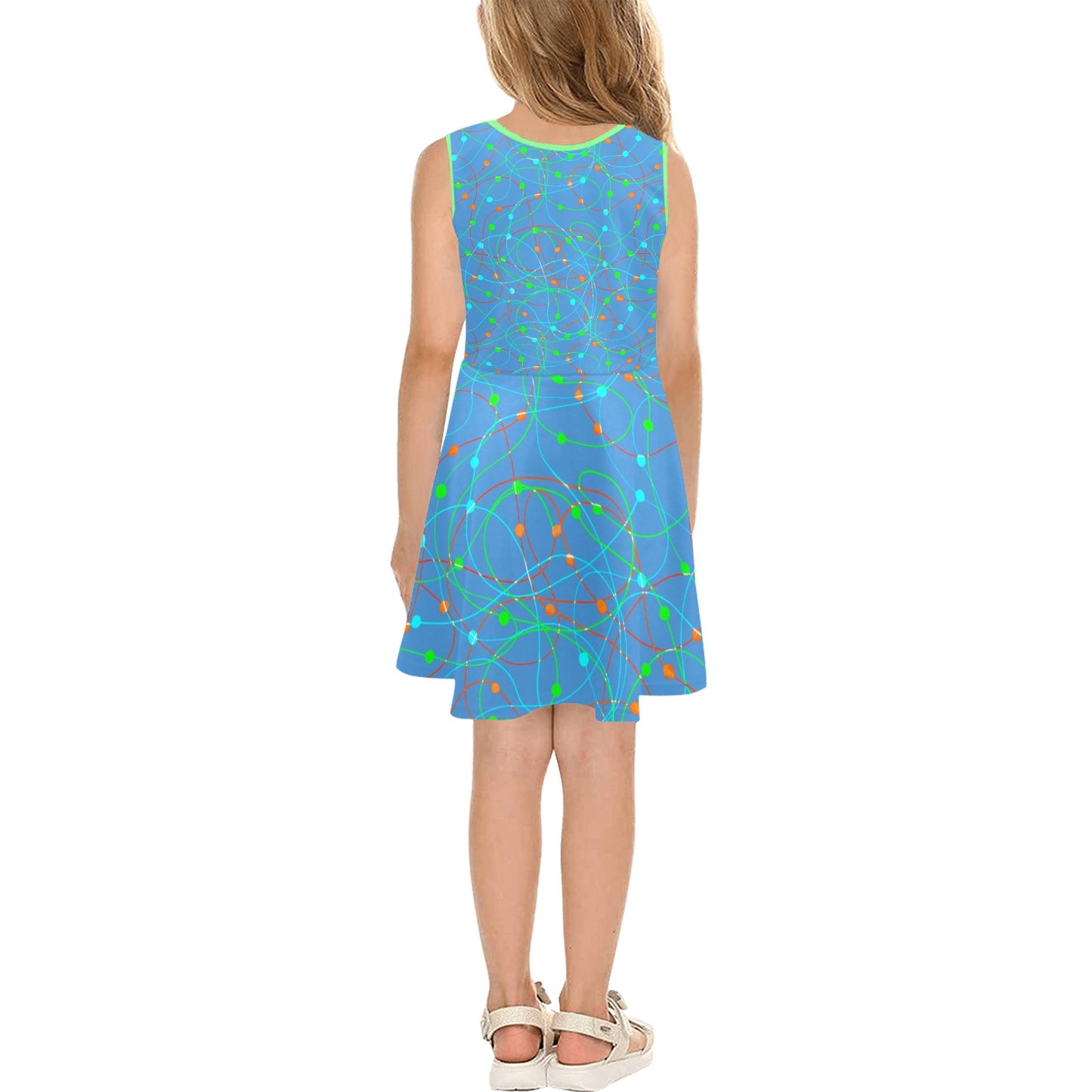 Beautiful Blue Pastel Swirls Children's Sleeveless Sundress-My Bright Side Clothing