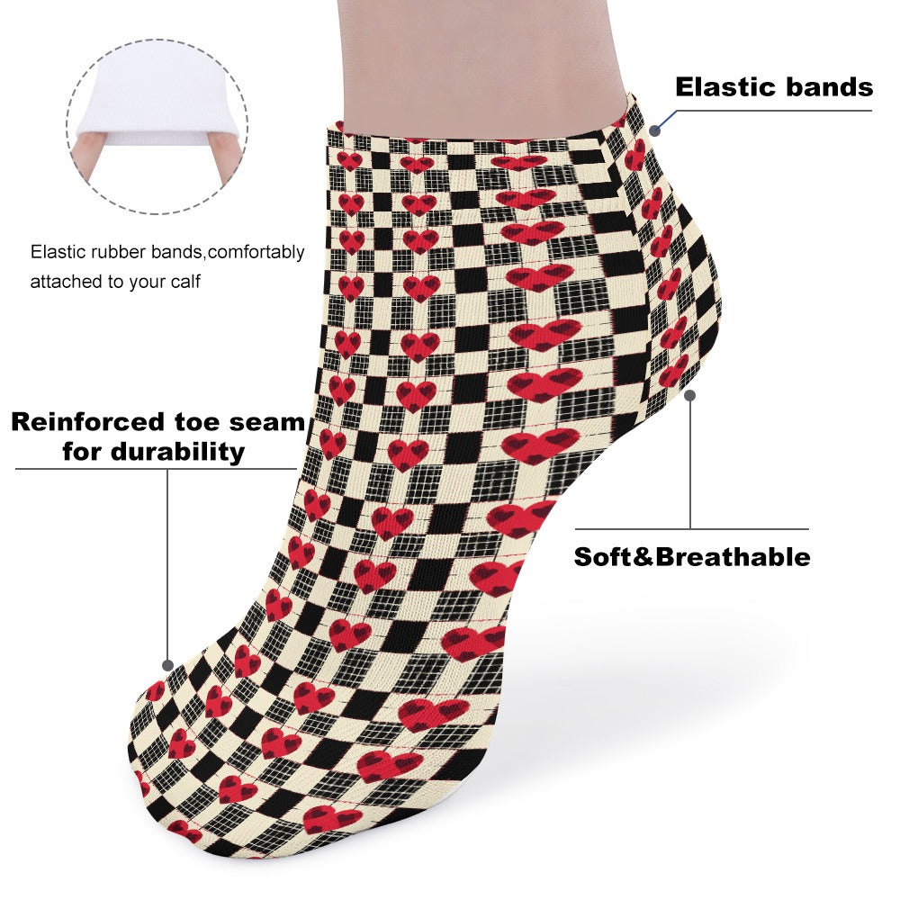 Read and Black Checkered Heart Pattern Children's Comfortable Socks -5 Pairs -MyBrightSideClothing