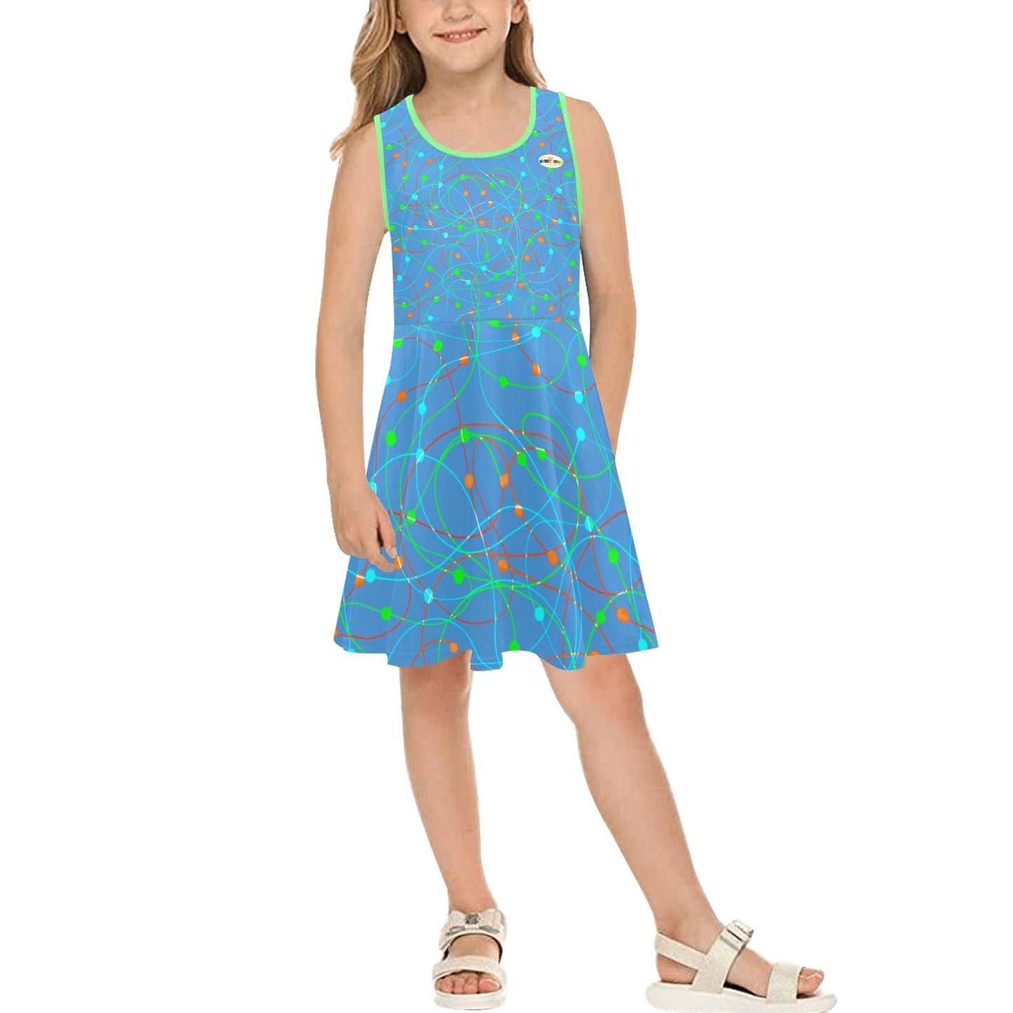 Beautiful Blue Pastel Swirls Children's Sleeveless Sundress-My Bright Side Clothing