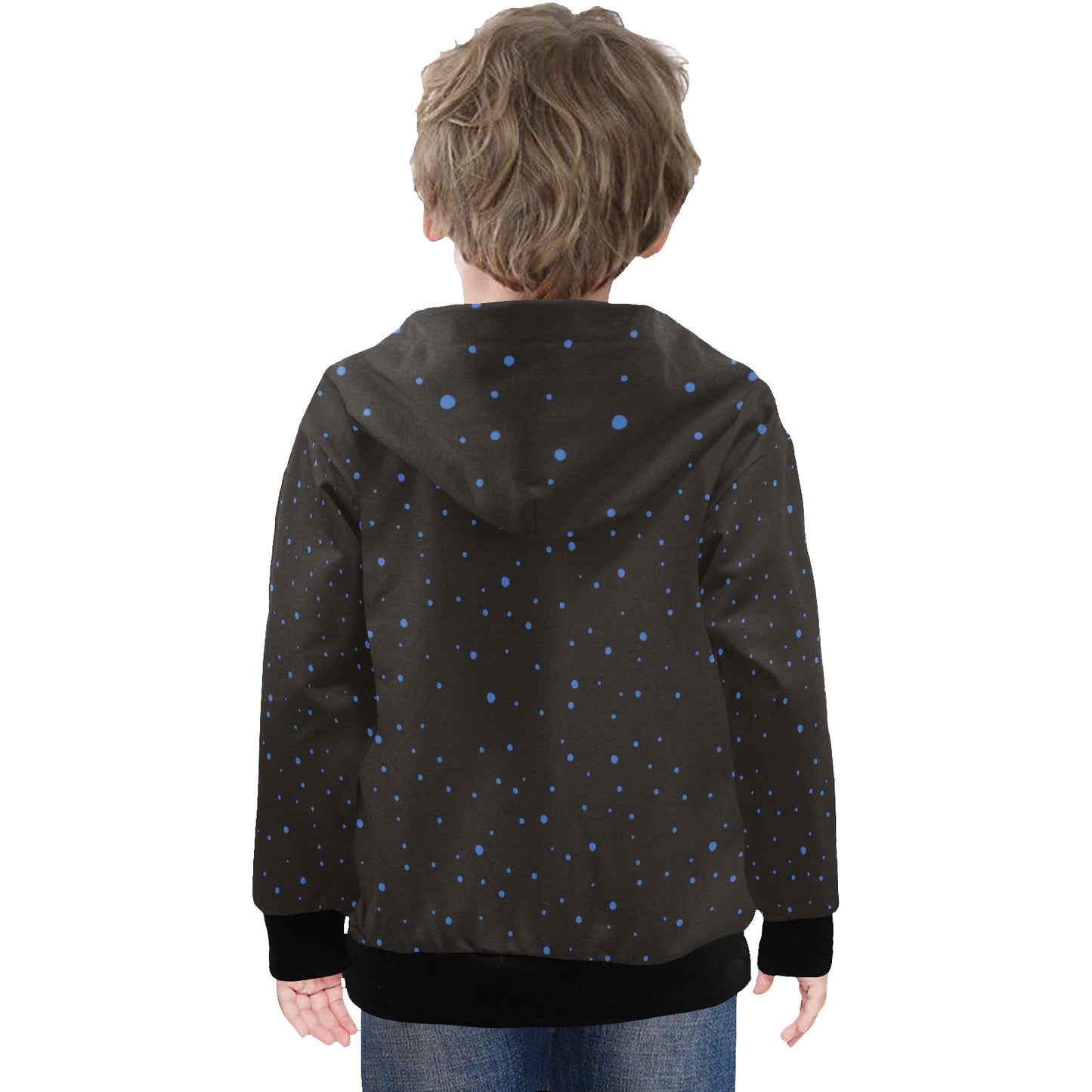 Toddler Long Sleeve Hoodie black With Blue Spots