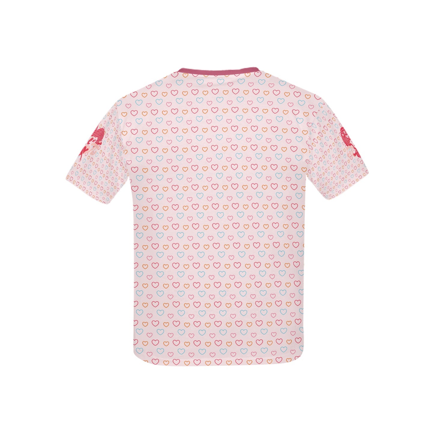 Beautiful Pink Full of Love Heart Pattern and Graphic-Children's T-shirt My Bright Side Clothing