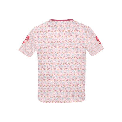 Beautiful Pink Full of Love Heart Pattern and Graphic-Children's T-shirt My Bright Side Clothing