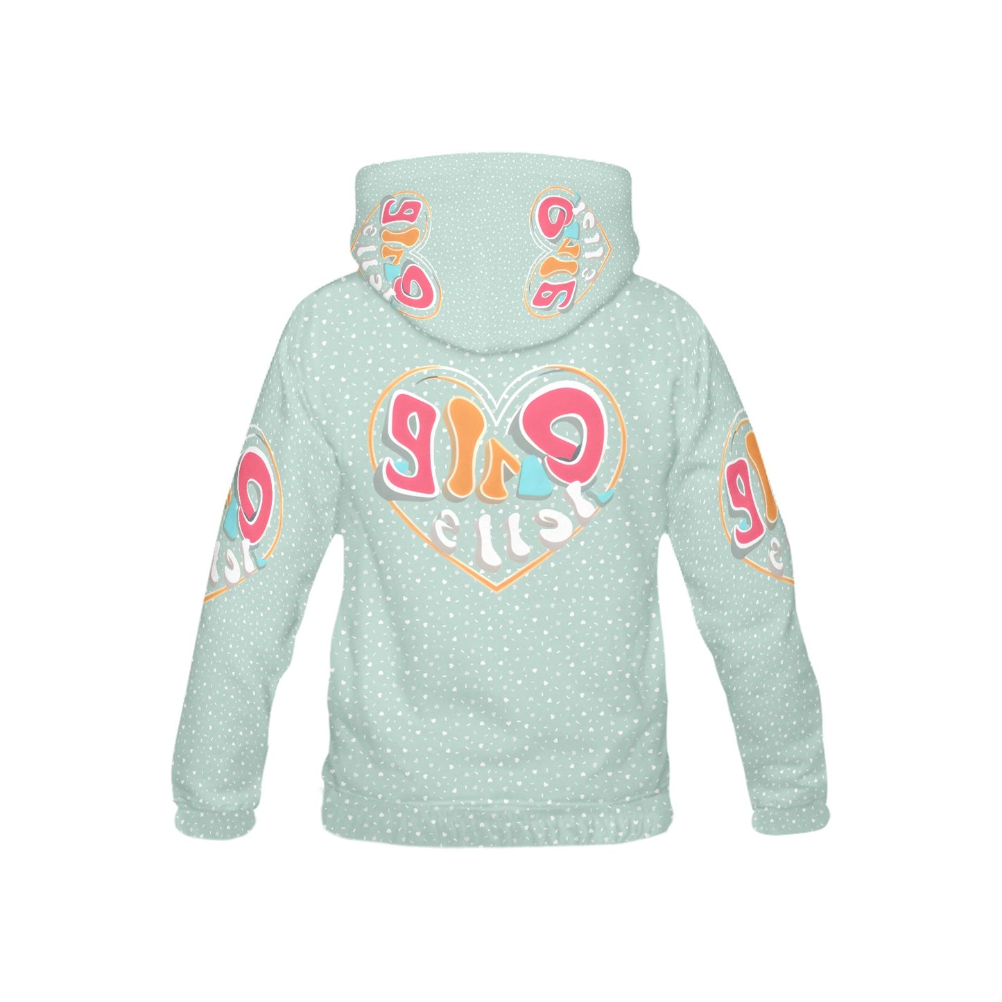 Pastel Green Rainbow Heart Pattern and Graphic Children's Hoodie-My Bright Side Clothing