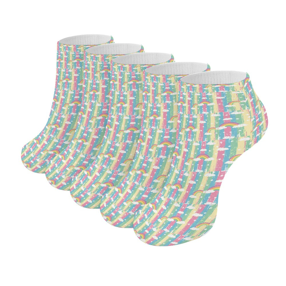 Retro Pastel Rainbow Pattern Children's Comfortable Socks -5 Pairs -MyBrightSideClothing