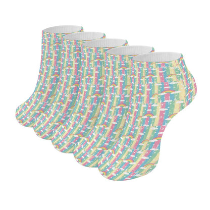 Retro Pastel Rainbow Pattern Children's Comfortable Socks -5 Pairs -MyBrightSideClothing