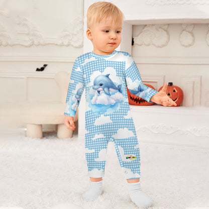 Cute Dolphin and Cloud Pattern Baby Romper-My Bright Side Clothing