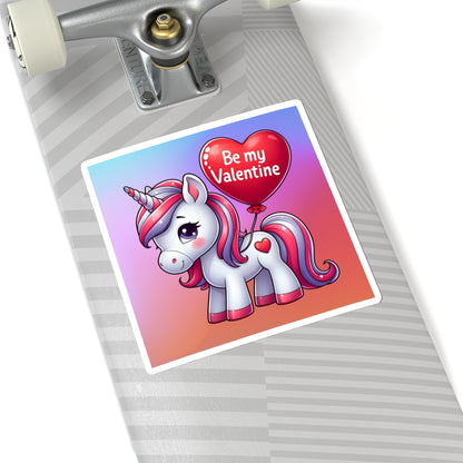 Cute and Sweet Rainbow Unicorn Happy Valentine Kiss Cut Sticker --My Bright Side Clothing