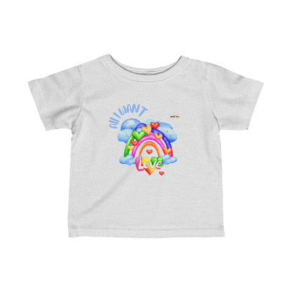 Cute All I want is love rainbow hearty graphic  Infant Fine Jersey Tee-My Bright Side Clothing