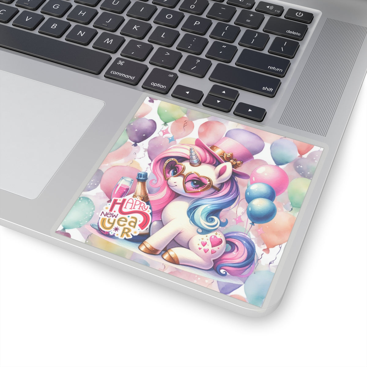 Happy New Year Pastel Unicorn Kiss-Cut Sticker-My Bright Side Clothing