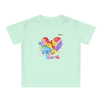 Cute Rainbow Heart Dino Graphic Baby T-Shirt-mybrigtsideclothing.com