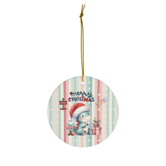 Cute Pastel Baby Dino Christmas Ceramic Ornament(1of 2) --My Bright Side Clothing