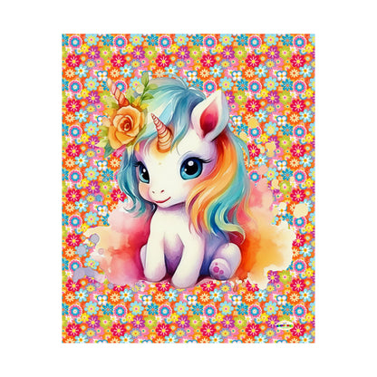 Beautiful Flower Unicorn Graphic and Pattern Matte Vertical Poster-My Bright Side Clothing