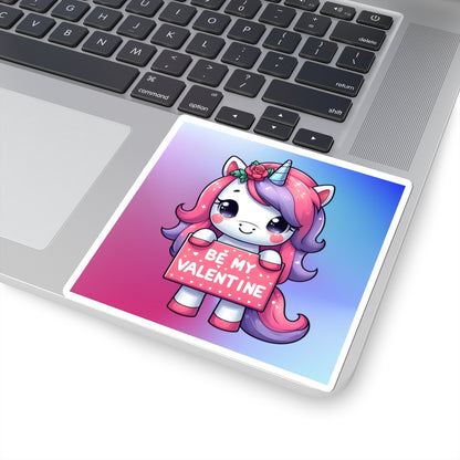 Cute and Sweet Rainbow Unicorn Happy Valentine Kiss Cut Sticker --My Bright Side Clothing