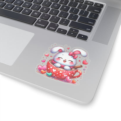 Cute and Sweet Little Love Bunny Valentines -Kiss-Cut Sticker-My Bright Side Clothing