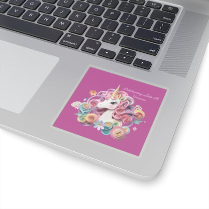 Cute Birthday Unicorn Kiss-Cut Sticker-My Bright Side Clothing