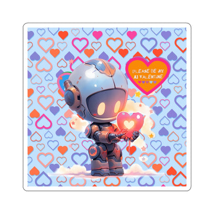 Please Be My AI Valentine cute Robot Kiss-Cut Sticker-My Bright Side Clothing