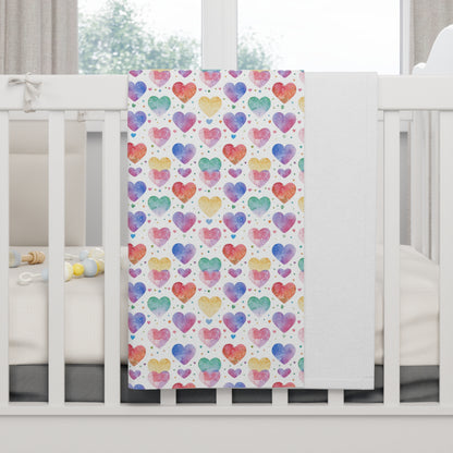 Watercolour Heart Pattern Soft Fleece Baby Blanket-My Bright Side Clothing