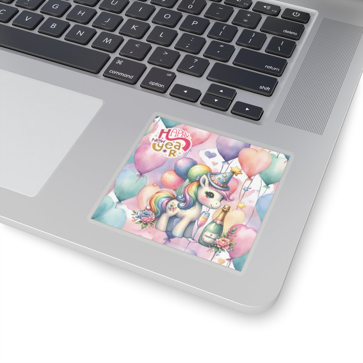 Happy New Year Pastel Unicorn Kiss-Cut Sticker-My Bright Side Clothing