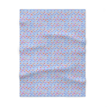 Cute Blue and Pink Pastel Heart Pattern Soft Fleece Baby Blanket--My Bright Side Clothing