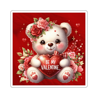 Cute Teddy Bear Valentines Kiss-Cut Sticker-My Bright Side Clothing