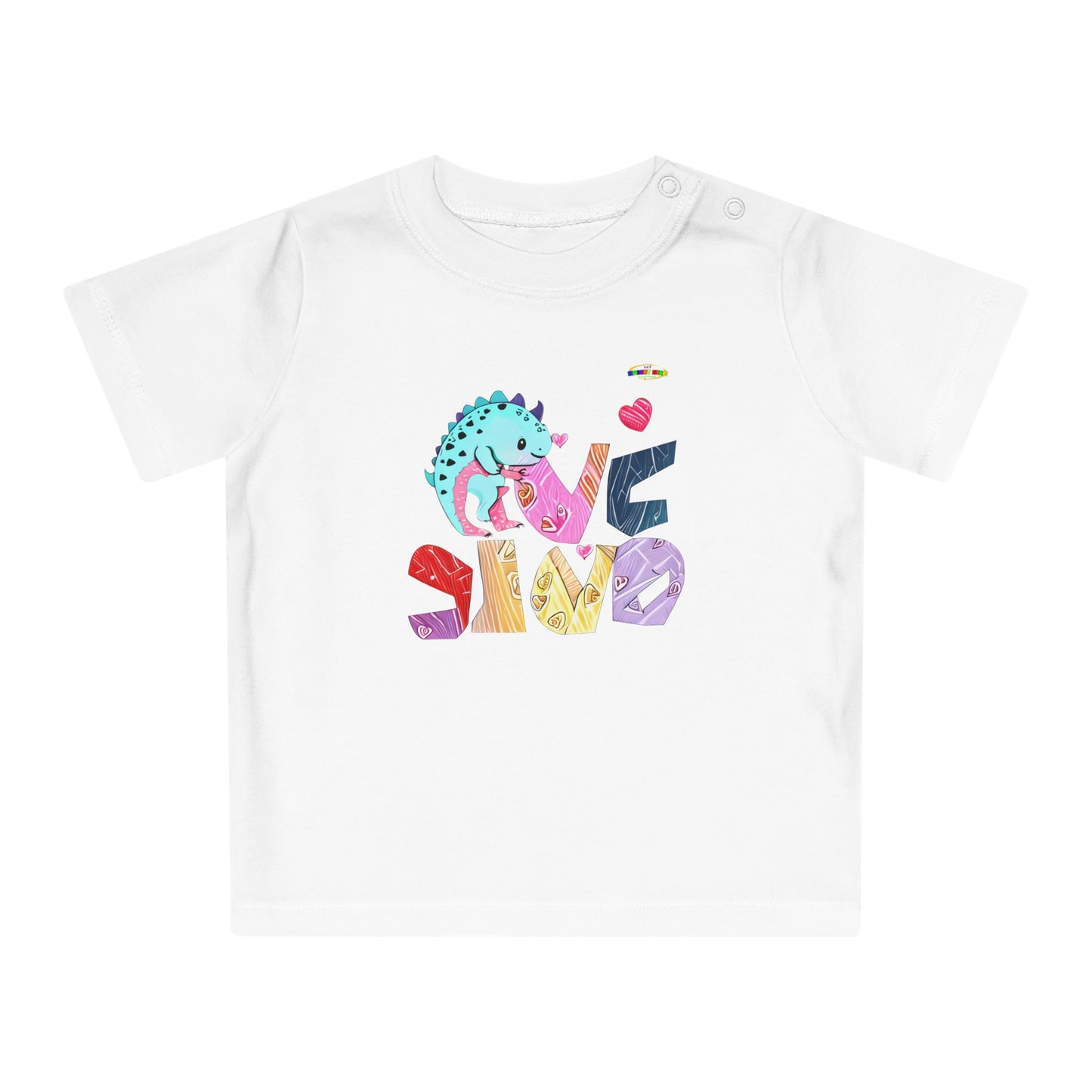 Cute Roaring Dino Love Graphic Baby T-Shirt-mybrigtsideclothing.com